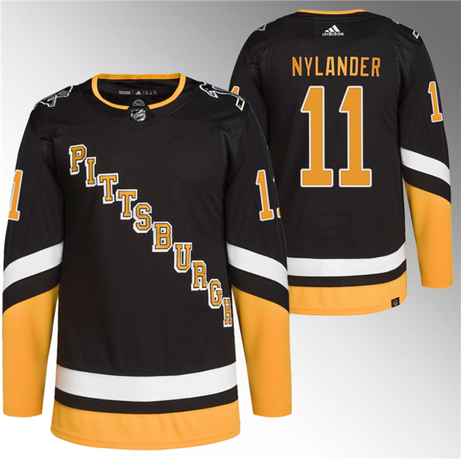 Men's Pittsburgh Penguins #11 Alex Nylander Black Stitched Jersey